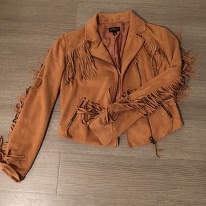 Audrey 3-+1 Faux Suede Fringe Jacket